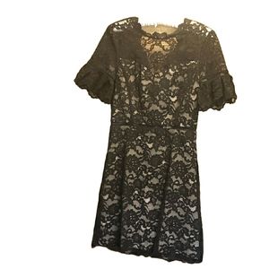 💞 Rebecca Taylor Little Black Lace Dress sz 4